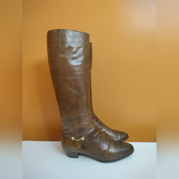 Vintage Salvatore Ferragamo Brown Heeled Boots-Size 10B-Medium Width -True Size - Picture 5 of 9